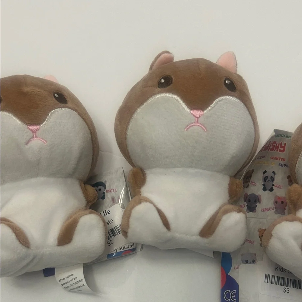 Cuddly Plush Hamster Toy - Brown and White SET of 3 NWT